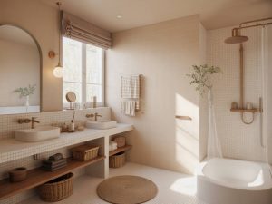 Tendances salle de bain : atmosphères spa, matériaux minéraux et lignes épurées dans un esprit contemporain