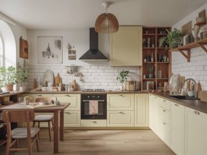 Tendances cuisine : façades épurées, matériaux bruts et électroménager invisible pour un espace graphique